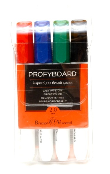 Набор маркеров для доски 4 шт. "PROFYBOARD", черный/синий/красный/зеленый