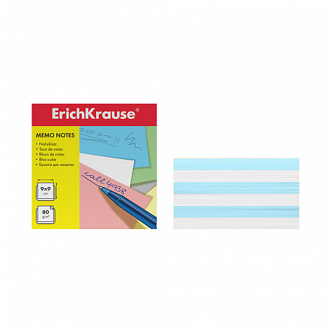 Блок бумаги  9*9*5см ErichKrause запасной, 2 цвета: белый, голубой