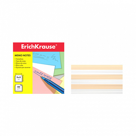 Блок бумаги  9*9*5см ErichKrause запасной 2 цвета: белый, персиковый