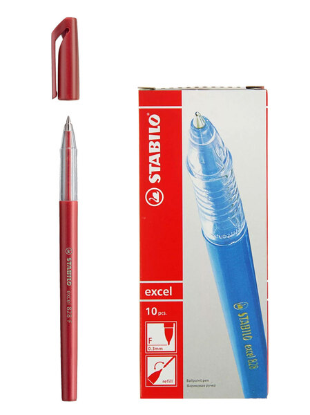 Ручка шариковая 0,5 мм "Stabilo Excel" красная