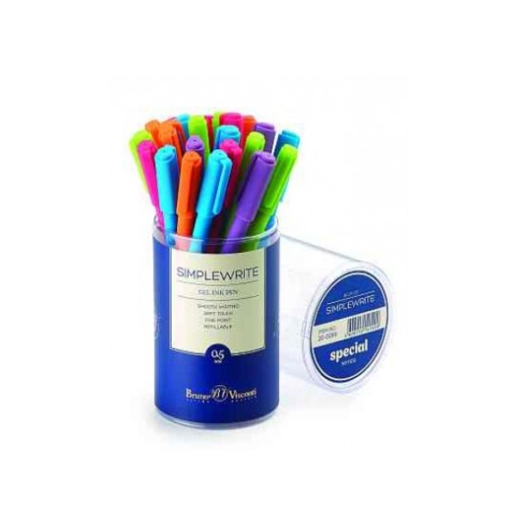 Ручка гелевая 0,5 мм "SimpleWrite SPECIAL" синяя (5 цв.корпуса)
