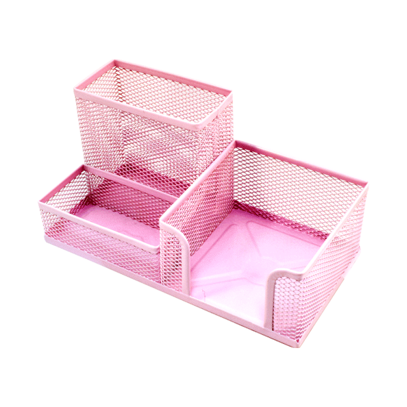 Подставка для канц. принадлежностей "deVENTE" 20x10x10 см, 3 секции, металлическая, розовая