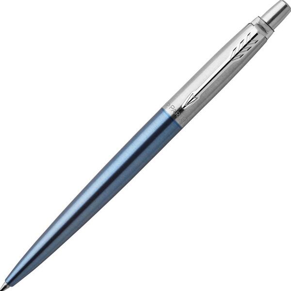 Ручка шариковая "Паркер Джоттер Waterloo Blue CT". Цвет письма- синий, линия письма – средняя