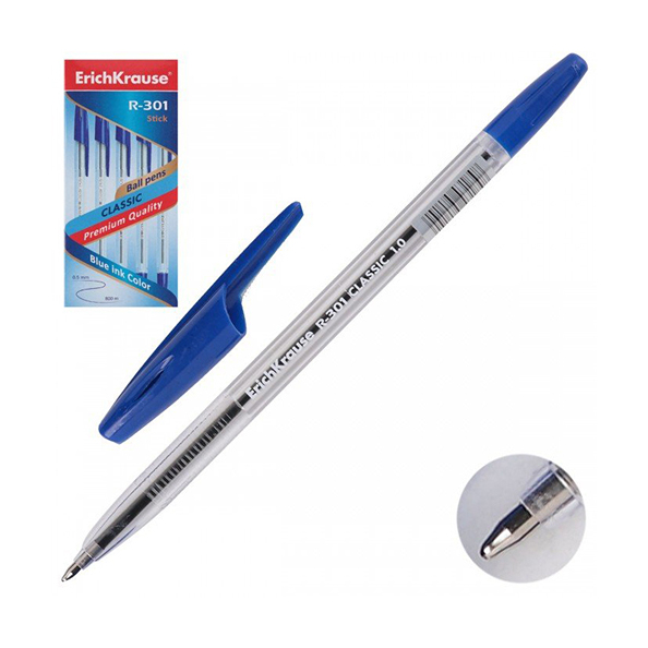 Ручка шариковая ErichKrause® R-301 CLASSIC 1.0 Stick синяя (22029)