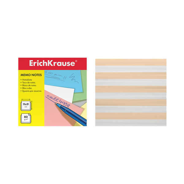 Блок бумаги  9*9*9см ErichKrause запасной 2 цвета: белый, персиковый