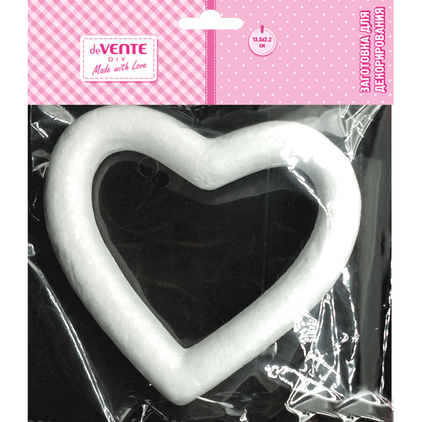 Заготовка для декорирования "deVENTE. Сердце фигурное" из пенополистирола, 135x22 мм, в пластиковом 