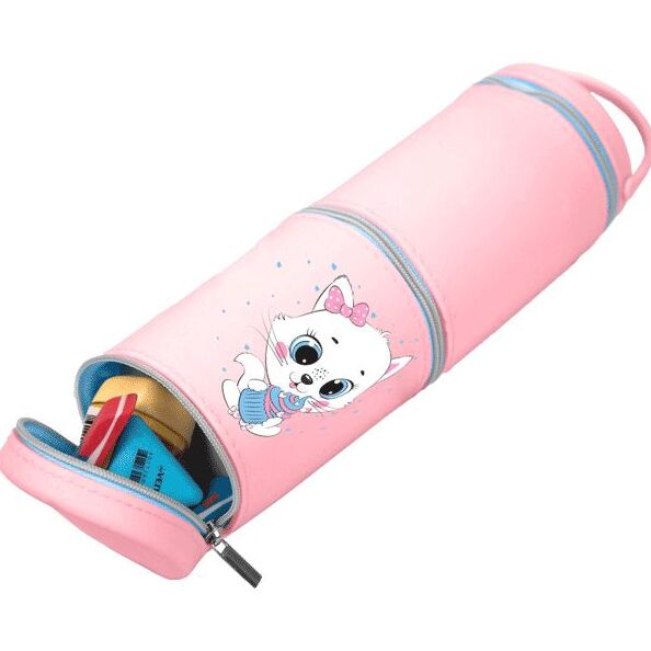 Пенал-трансформер "deVENTE. Sweet Kitty" 22,5x6,7x6,2 см, круглый, силиконовый, с ручкой, розовый па