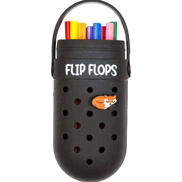 Пенал "deVENTE. Flip Flops" 20x8x4 см, фигурный, EVA, с ручкой, с отверстиями для значков, черный