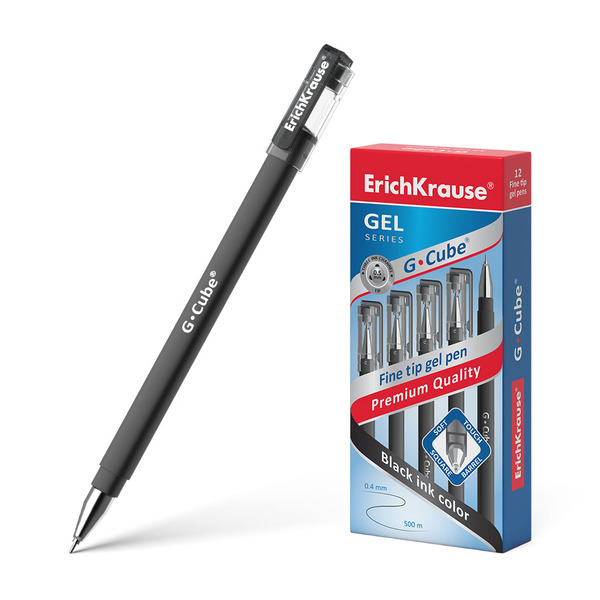Ручка гелевая 0,5 мм ErichKrause® G-Cube®, цвет чернил черный (в коробке по 12 шт.)