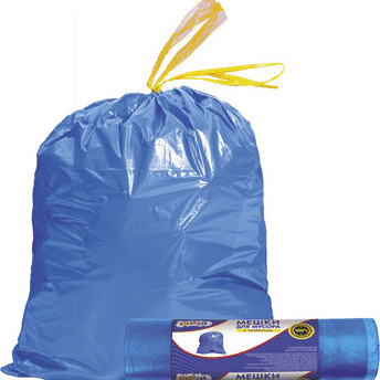 Мешки для мусора 65л/15шт 12 мкм с завязками "CleanLab" 60x70 см, ПНД, рулон, синие