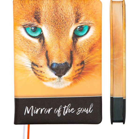 Ежедневник недат А5 160 л. "deVENTE. Wild Cat" рыжий с дизайном, с цветным срезом, тв.обложка из иск