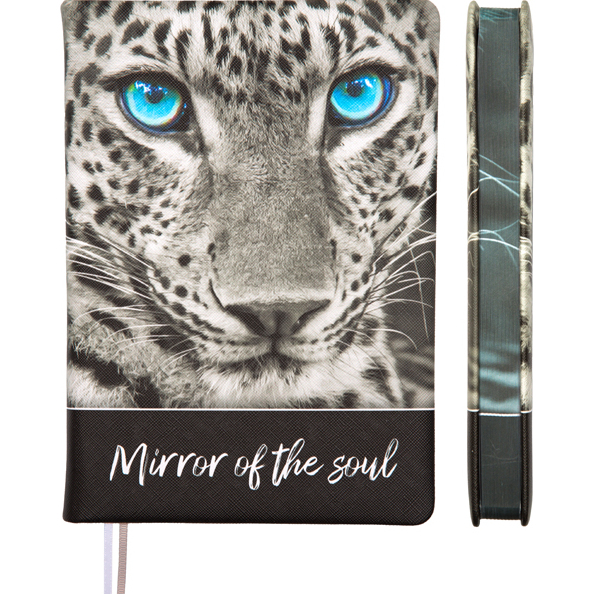 Ежедневник недат А5 160 л. "deVENTE. Wild Cat" серый с дизайном, с цветным срезом, тв. обложка из ис