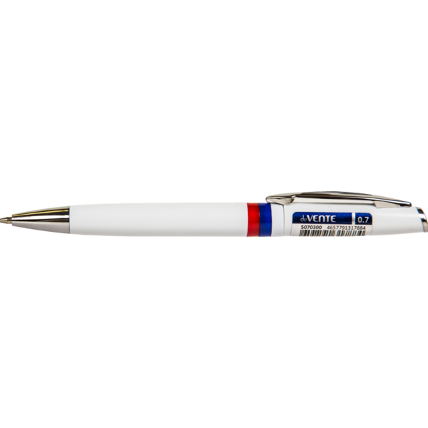 Ручка шариковая автомат. 0,7 мм "deVENTE. Триколор" синяя, корпус бел. с росс.флагом,поворот. механ.
