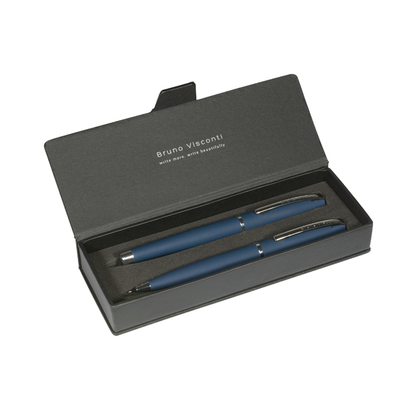 НАБОР ручка перьевая 0,7 мм "SIENNA" и карандаш механический 0.7ММ (корпус синий, футляр черн)
