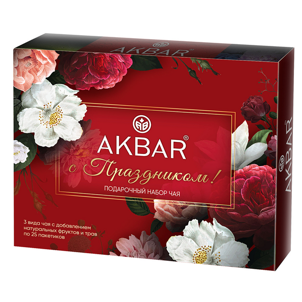 Чай Акбар подарочный 75 пак (3 вида по 25)