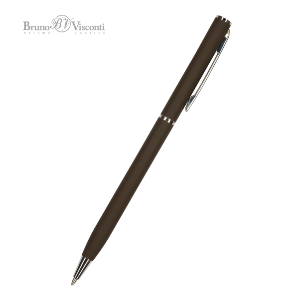 Ручка "PALERMO" в подарочном футляре, 0.7 ММ, СИНЯЯ (корпус коричневый, футляр черный)