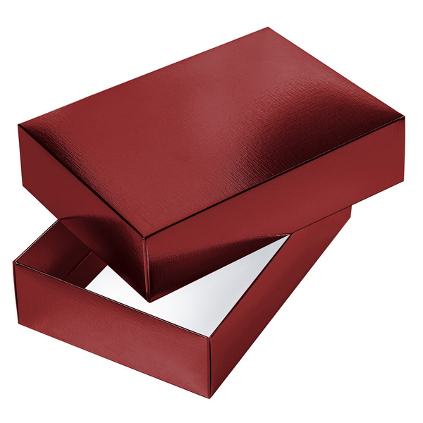 Коробка подарочная ПРЯМОУГОЛЬНИК складная "METALLIC Красная" 250х180х65, тиснени. в пакете с евро