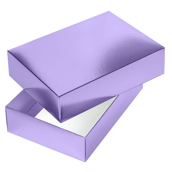 Коробка подарочная ПРЯМОУГОЛЬНИК складная "METALLIC Фиолетовая" 250х180х65, тиснени. в пакете с евро