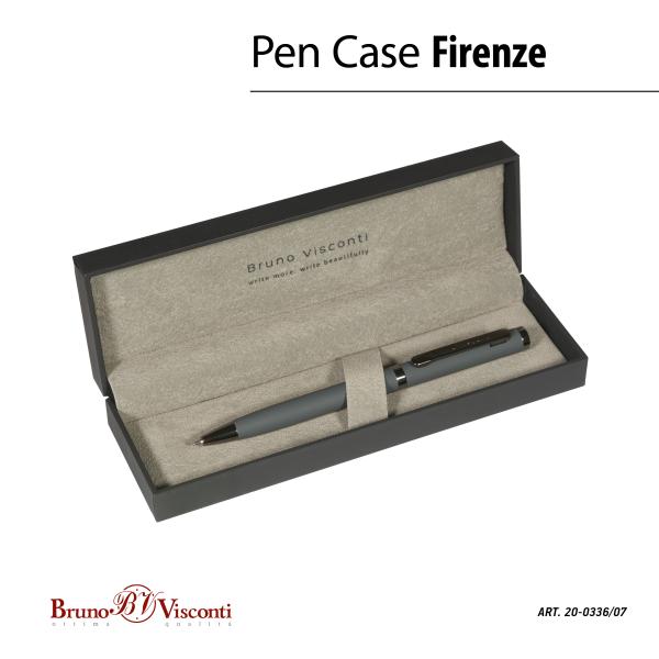 Ручка "FIRENZE" В SOFT TOUCH футляре 1.0 ММ, СИНЯЯ (корпус серый, футляр черный)