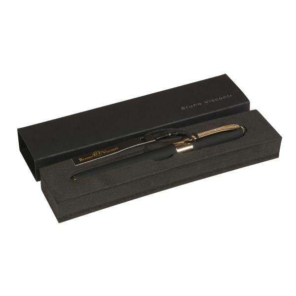 Ручка "MONACO" в подарочном футляре, 0.5 ММ, СИНЯЯ (корпус черный, футляр черный)