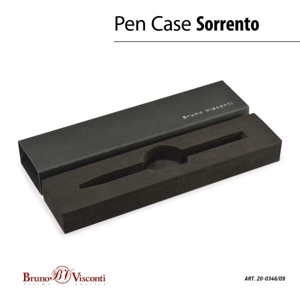 Ручка "SORRENTO" в подарочном футляре, 1.0 ММ, СИНЯЯ (корпус серебряный, футляр черный)