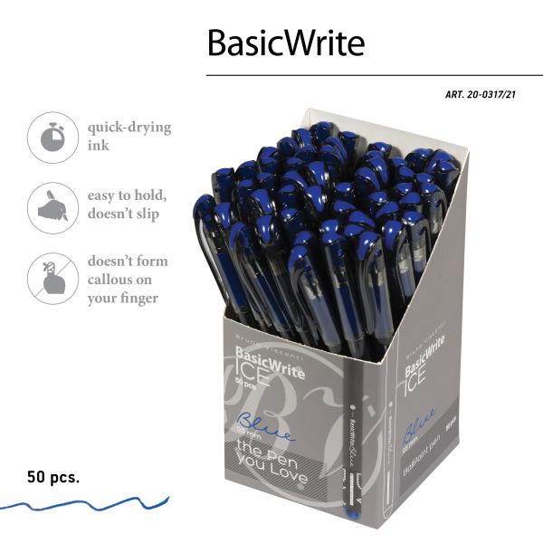 Ручка шариковая 0,5 мм "BasicWrite.Ice"  СИНЯЯ