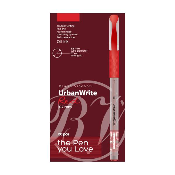 Ручка шариковая 0,7 "UrbanWrite" с чернилами на масляной основе КРАСНАЯ