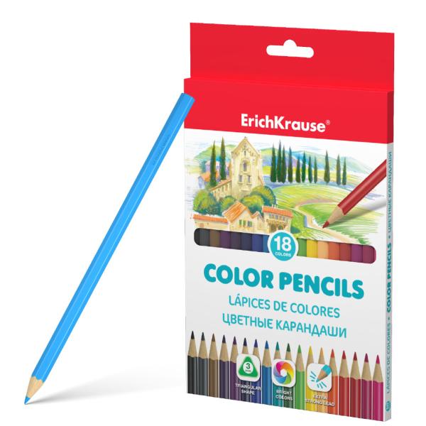 Цветные карандаши трехгранные ErichKrause® 18 цветов