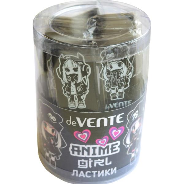 Ластик "deVENTE. Anime Girl" черный ластик с запечаткой оригинального дизайна, 50x28x7 мм, в индивид