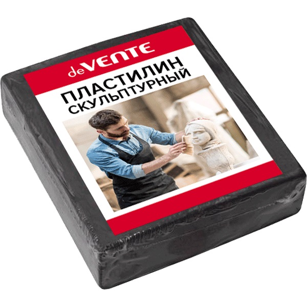Пластилин скульптурный 500 г. серый, пленка, мягкий "deVENTE" 