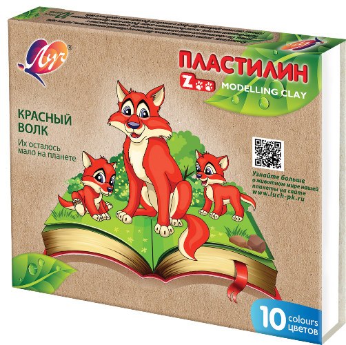 Пластилин 10 цв. Луч "ZOO" к/уп.