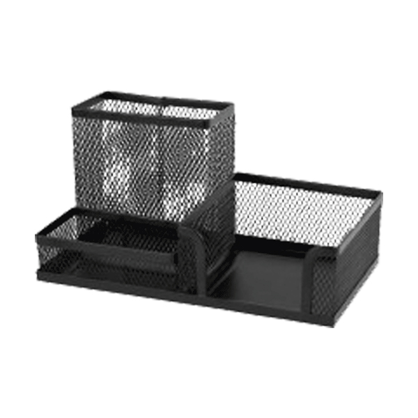 Подставка для канц. принадлежностей "deVENTE" 20x10x10, 3 секции, металлическая, черная