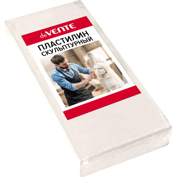 Пластилин скульптурный 1000 г. белый, пленка, мягкий "deVENTE"