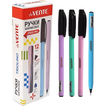 Ручка шариковая "deVENTE. Triolino Pastel" серия Speed Pro, d=0,7 мм, ультра гладкое письмо, чернила на масляной основе, игольчатый пишущий узел, пастельный трехгранный корпус, рифлёная грип-зона, сменный стержень, индивидуальная маркировка, в картон
