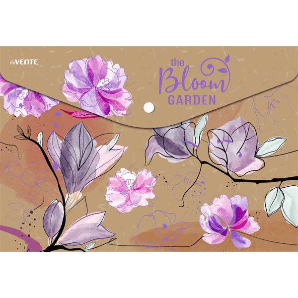 Папка-конверт на кн. А4 "deVENTE. Bloom Garden" 180 мкм, фактура крафт-имитация с рисунком, тиснение фольгой