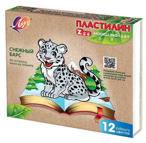 Пластилин 12 цв. Луч "ZOO" 180г к/уп.