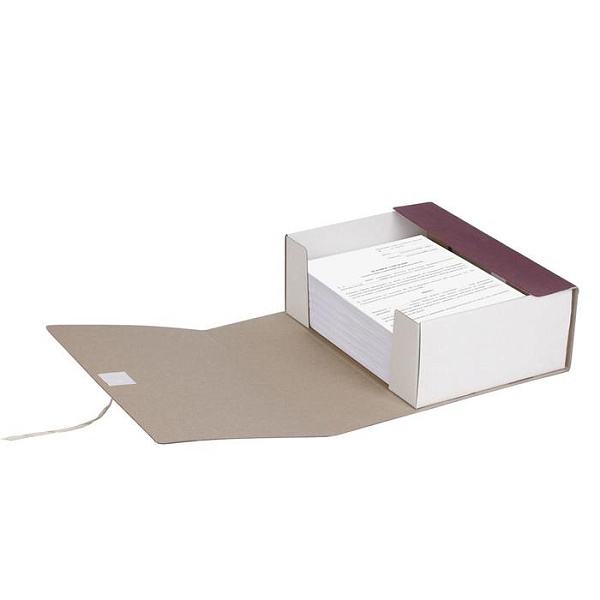 Короб архивный А4, 120мм, INDEX разборный, бумвинил, на 2-х завязках, бордовый