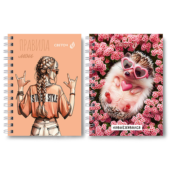 Записная книжка A6 120 л. кл. на гребне "Мои правила" 01182  "Светоч"