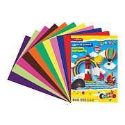 Бумага цветная мелованная самоклеящаяся А4 "HOBBY CREATIVE" 80 г/м², 10 цветов, 10 листов, пакет с европодвесом 