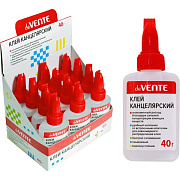 Клей канцелярский "deVENTE" на водной основе 40 г в пластиковой бутылочке, пластиковый колпачок со встроенным шпателем для нанесения