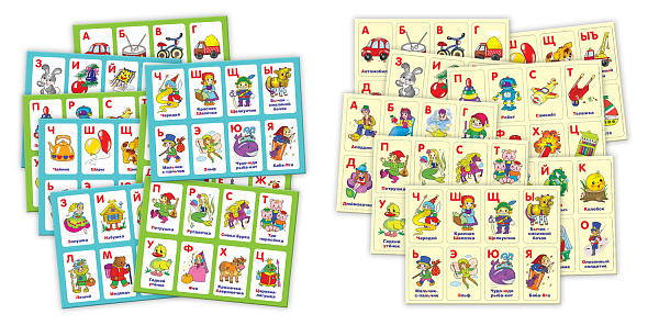 Лото "Сказочная азбука, азбука игрушек" 8 карточек 165х125мм 64 фишки Развивающее в коробке