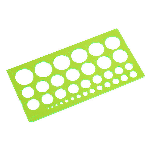 Трафарет окружностей СТАММ, 1-36мм, пластиковый, зеленый