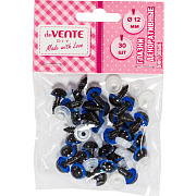 Глазки декоративные "deVENTE" круглые пластиковые, винтовые с фиксатором, 30шт, 12 мм, голубые в пластиковом пакете с блистерным подвесом