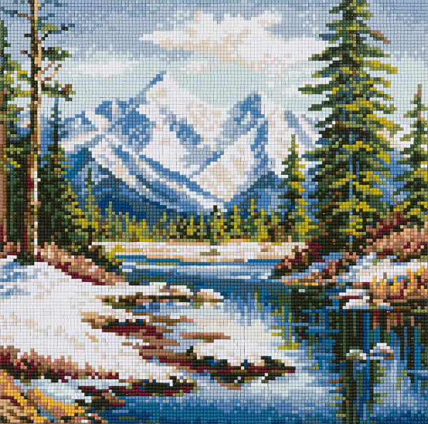 Алмазная мозаика 30*30 "ФРЕЯ" на подрамнике "Горное озеро"