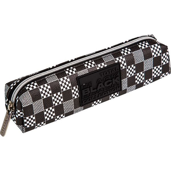Пенал "deVENTE. TOTAL BLACK" 21x4x4 см, прямоугольный для 40 пр. на молнии, антивандальная искусственная кожа до -40C, каучуковая аппликация, с подкладом