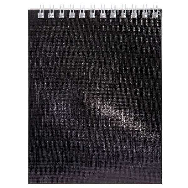 Блокнот А6 40 листов клетка на гребне Бумвинил METALLIC Черный