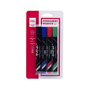 Набор маркеров перм. 4 шт. Deli Think скошенный пиш. наконечник 1.5-5мм 4цв. пакет с европо