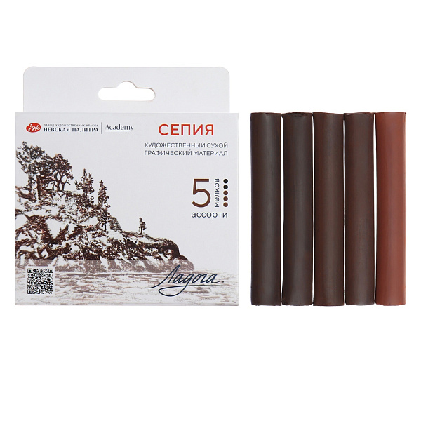 Сепия ассорти  5 цв. мелков Ладога