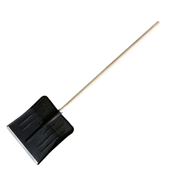 Лопата снегоуб пластик 430х440 с планкой дерев. черенком "Метелица" (Новгород)