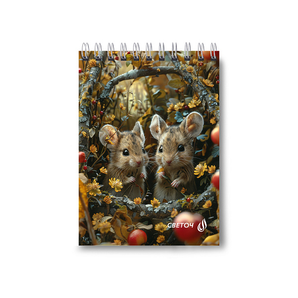 Блокнот А6 60 л. кл. на гребне "Мышки-шалунишки 01221  "Светоч"